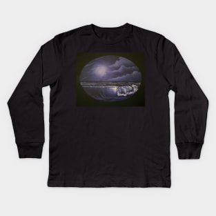 Violet Seascape Oval Kids Long Sleeve T-Shirt